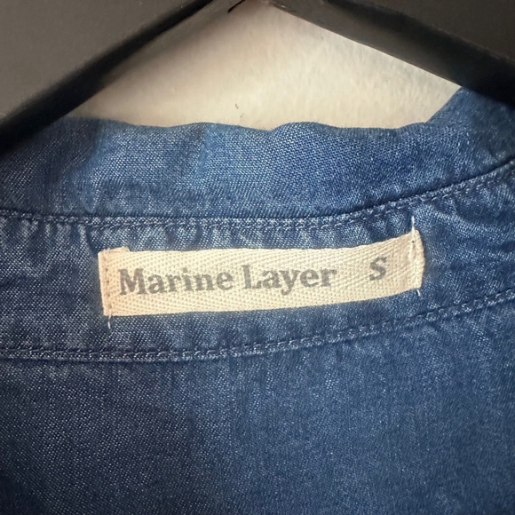 Marine Layer Chambray Button Front Shirt Blue Casual Everyday Top Size S - Picture 6 of 7